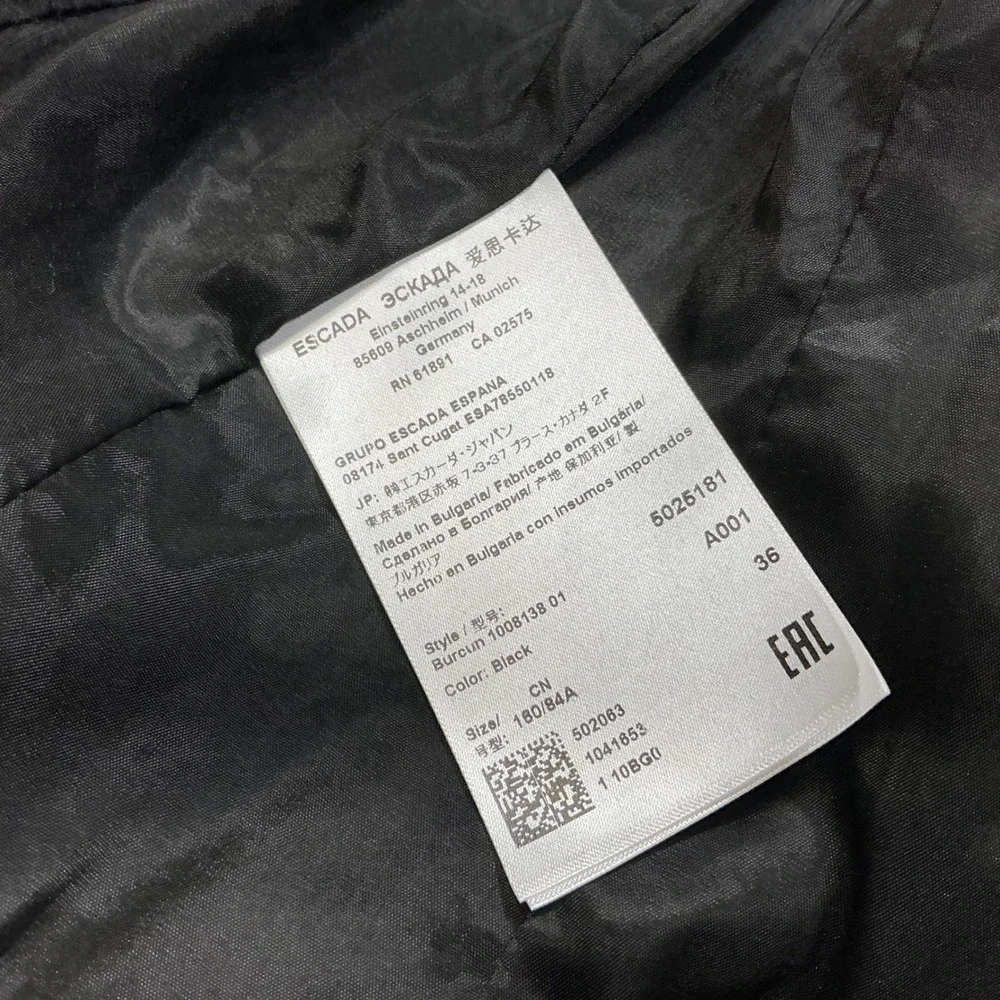 ESCADA Blazer Black & White Checkered Print Career‎ Business Casual Coat